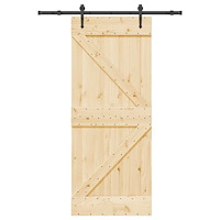 vidaXL Skjutdörr med beslag 85x210 cm massiv furu