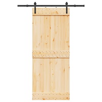 vidaXL Skjutdörr med beslag 85x210 cm massiv furu