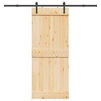 vidaXL Skjutdörr med beslag 85x210 cm massiv furu