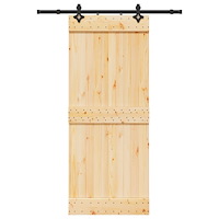 vidaXL Skjutdörr med beslag 85x210 cm massiv furu