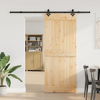 vidaXL Skjutdörr med beslag 85x210 cm massiv furu