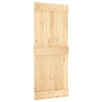 vidaXL Skjutdörr med beslag 85x210 cm massiv furu