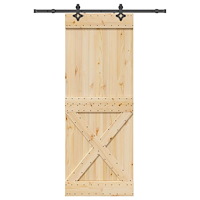 vidaXL Skjutdörr med beslag 85x210 cm massiv furu