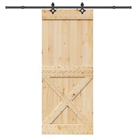 vidaXL Skjutdörr med beslag 95x210 cm massiv furu
