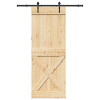 vidaXL Skjutdörr med beslag 85x210 cm massiv furu