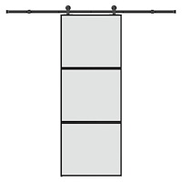 vidaXL Skjutdörr med beslagset härdat glas och aluminium 76x205 cm