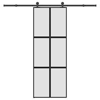 vidaXL Skjutdörr med beslagset härdat glas och aluminium 76x205 cm