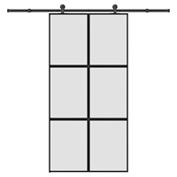 vidaXL Skjutdörr med hårdvara 102,5x205 cm härdat glas och aluminium