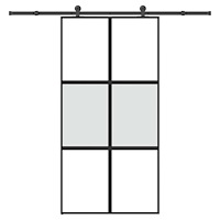 vidaXL Skjutdörr med hårdvara 102,5x205 cm härdat glas och aluminium