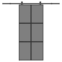 vidaXL Skjutdörr med beslagset härdat glas och aluminium 90x205 cm