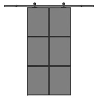 vidaXL Skjutdörr med hårdvara 102,5x205 cm härdat glas och aluminium
