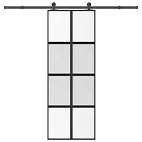 vidaXL Skjutdörr med beslagset härdat glas och aluminium 76x205 cm