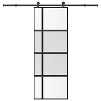 vidaXL Skjutdörr med beslagset härdat glas och aluminium 76x205 cm