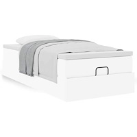 vidaXL Ottoman sängram med madrass vit 80x200 cm konstläder