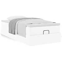 vidaXL Ottoman sängram med madrass vit 90x190 cm konstläder