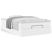 vidaXL Ottoman sängram med madrass vit 120x200 cm konstläder
