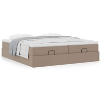 vidaXL Ottoman sängram med madrasser cappuccino 200x200 cm konstläder