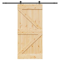 vidaXL Skjutdörr med beslag 90x210 cm massiv furu