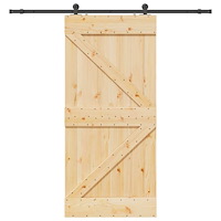 vidaXL Skjutdörr med beslag 100x210 cm massiv furu