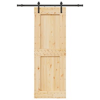 vidaXL Skjutdörr med beslag 85x210 cm massiv furu