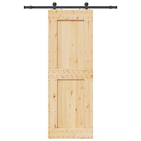 vidaXL Skjutdörr med beslag 80x210 cm massiv furu