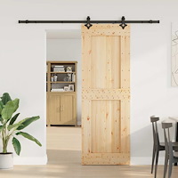 vidaXL Skjutdörr med beslag 80x210 cm massiv furu