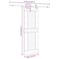 vidaXL Skjutdörr med beslag 80x210 cm massiv furu