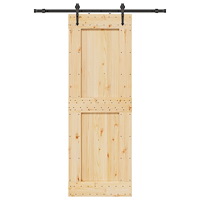 vidaXL Skjutdörr med beslag 80x210 cm massiv furu