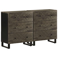 vidaXL Skänkar 2 st svart 60x33x75 cm massivt mangoträ