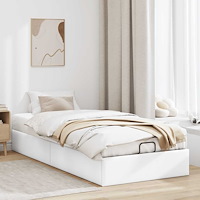 vidaXL Ottoman sängram utan madrass vit 90x190 cm konstläder
