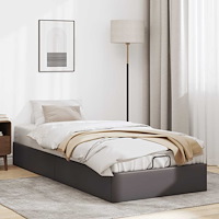 vidaXL Ottoman sängram utan madrass grå 90x190 cm konstläder