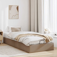 vidaXL Ottoman sängram utan madrass cappuccino 90x190 cm konstläder