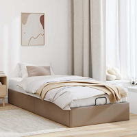 vidaXL Ottoman sängram utan madrass cappuccino 90x200 cm konstläder