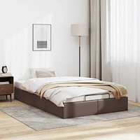 vidaXL Ottoman sängram utan madrass brun 120x190 cm konstläder