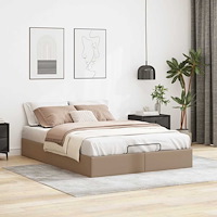 vidaXL Ottoman sängram utan madrass cappuccino 140x190 cm konstläder