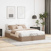 vidaXL Ottoman sängram utan madrass cappuccino 140x200 cm konstläder