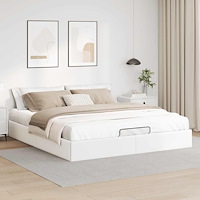 vidaXL Ottoman sängram utan madrass vit 200x200 cm konstläder
