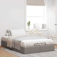 vidaXL Ottoman sängram utan madrass taupe 120x190 cm tyg