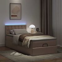 vidaXL Ottoman sängram med madrass cappuccino 80x200 cm konstläder