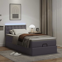 vidaXL Ottoman sängram med madrass grå 90x190 cm konstläder