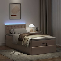 vidaXL Ottoman sängram med madrass cappuccino 90x200 cm konstläder