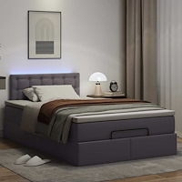 vidaXL Ottomansk säng med madrasser&LEDs grå 120x190cm konstläder
