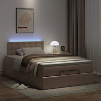 vidaXL Ottomansk säng med madrasser&LEDs 120x190cm konstläder