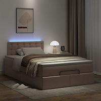 vidaXL Ottoman sängram med madrass cappuccino 120x200 cm konstläder