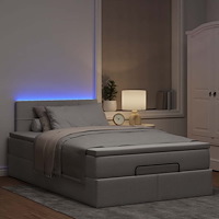 vidaXL Ottomansk säng med madrass och LED-lampor taupe 120x190cm tyg
