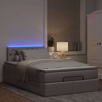 vidaXL Ottomansk säng med madrass och LED-lampor taupe 120x190cm tyg