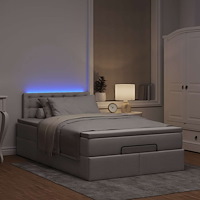 vidaXL Ottomansk säng med madrass och LED-lampor taupe 120x190cm tyg
