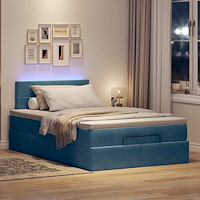 vidaXL Ottoman sängram med madrass mörkblå 120x200 cm sammet