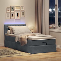 vidaXL Ottoman sängram med madrass mörkgrå 90x190 cm sammet