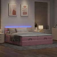 vidaXL Ottoman sängram med madrasser rosa 160x200 cm sammet